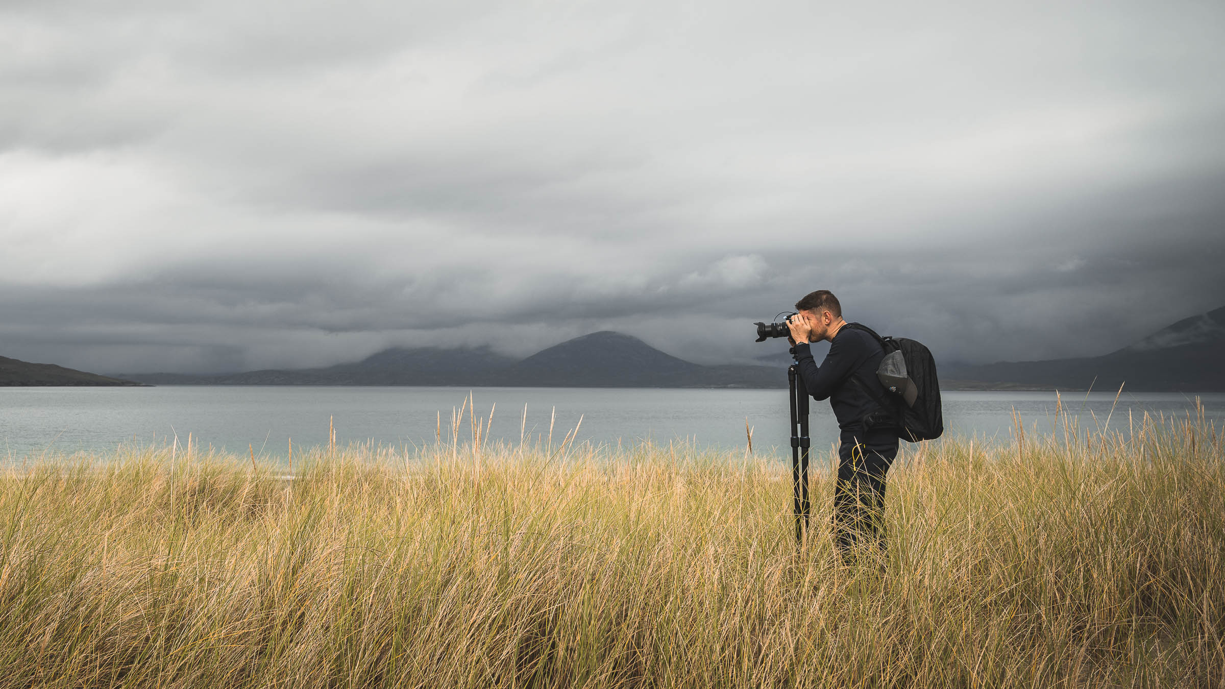 Rick Bebbington photographing in the Outer Hebrides, Scotland